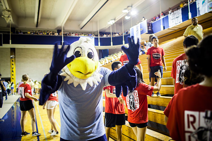 Emory mascot Swoop at Songfest